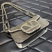 Valentino Garavani Locò Crystal-embellished Leather Shoulder Bag In Sliver - 6