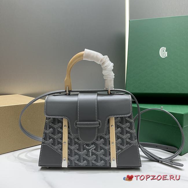  Goyard Saigon Top Handle Bag Coated Canvas Pray - 1