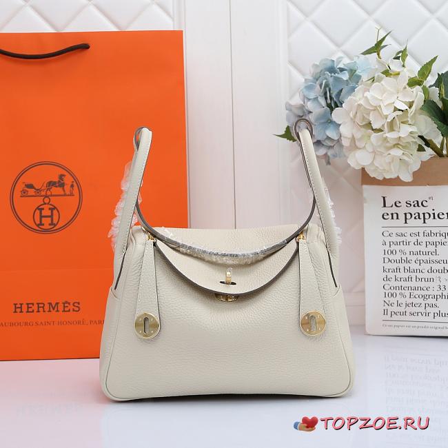 Hermes Lindy Clemence Bag White - 1