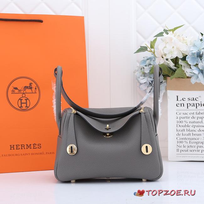 Hermes Lindy Clemence Bag Dark Grey - 1