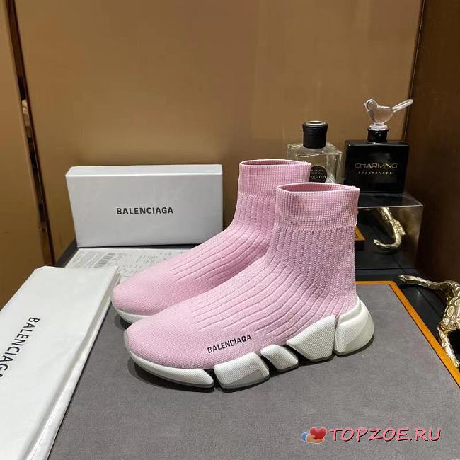 Blenciaga Pink&White Speed Sneaker - 1