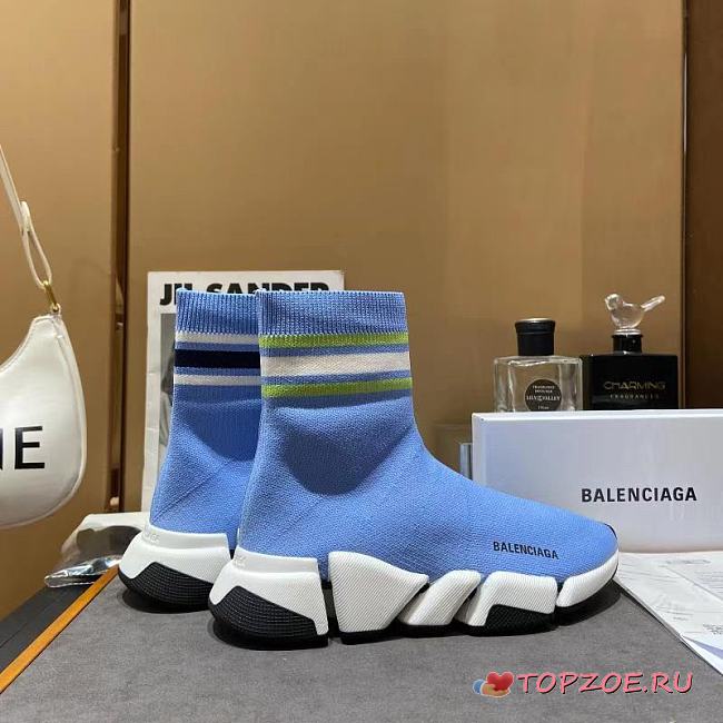 Blenciaga Light Blue Speed Sneaker - 1