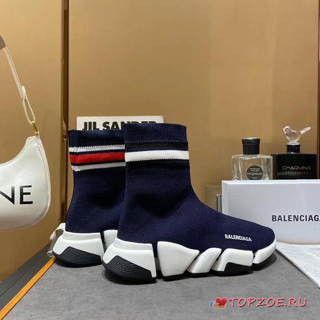Blenciaga Dark Blue Speed Sneaker - 1
