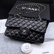 CHANEL Caviar Quilted Medium Double Flap Silver-tone Bag Black - 2