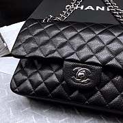 CHANEL Caviar Quilted Medium Double Flap Silver-tone Bag Black - 3