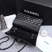 CHANEL Caviar Quilted Medium Double Flap Silver-tone Bag Black - 4