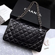 CHANEL Caviar Quilted Medium Double Flap Silver-tone Bag Black - 6