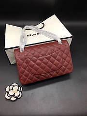 CHANEL Caviar Quilted Medium Double Flap Silver-tone Bag Red - 6