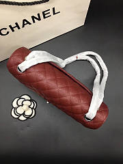 CHANEL Caviar Quilted Medium Double Flap Silver-tone Bag Red - 5