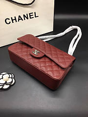CHANEL Caviar Quilted Medium Double Flap Silver-tone Bag Red - 4
