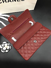CHANEL Caviar Quilted Medium Double Flap Silver-tone Bag Red - 2