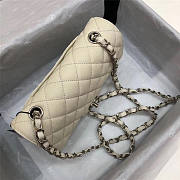 CHANEL Caviar Quilted Medium Double Flap Sliver-tone Bag White - 4