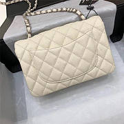 CHANEL Caviar Quilted Medium Double Flap Sliver-tone Bag White - 5