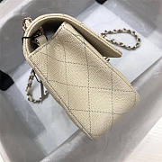 CHANEL Caviar Quilted Medium Double Flap Sliver-tone Bag White - 3