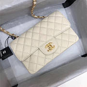 CHANEL Caviar Quilted Medium Double Flap Gold-tone Bag White - 1
