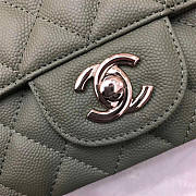 CHANEL Caviar Quilted Medium Double Flap Sliver-tone Bag Green - 6