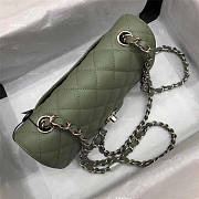 CHANEL Caviar Quilted Medium Double Flap Sliver-tone Bag Green - 5