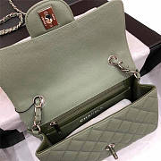 CHANEL Caviar Quilted Medium Double Flap Sliver-tone Bag Green - 4