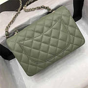 CHANEL Caviar Quilted Medium Double Flap Sliver-tone Bag Green - 3