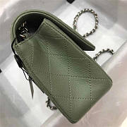 CHANEL Caviar Quilted Medium Double Flap Sliver-tone Bag Green - 2