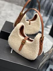 YSL LE FERMOIR Hobo Shouder Bag Softwool Brown  - 6