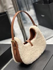 YSL LE FERMOIR Hobo Shouder Bag Softwool Brown  - 4