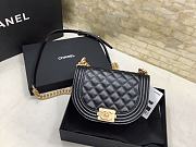 CHANEL Messenger Bag Boy Grain Effect Calf Leather & Gold Plated Metal Black 12.5*18*6CM - 1