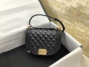 CHANEL Messenger Bag Boy Grain Effect Calf Leather & Gold Plated Metal Black 12.5*18*6CM - 2