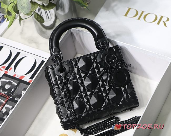 Mini Lady Dior Bag Black with Diamond Motif 6603 17x15x7CM - 1