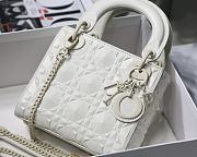 Mini Lady Dior Bag White with Diamond Motif 6603 17x15x7CM - 4