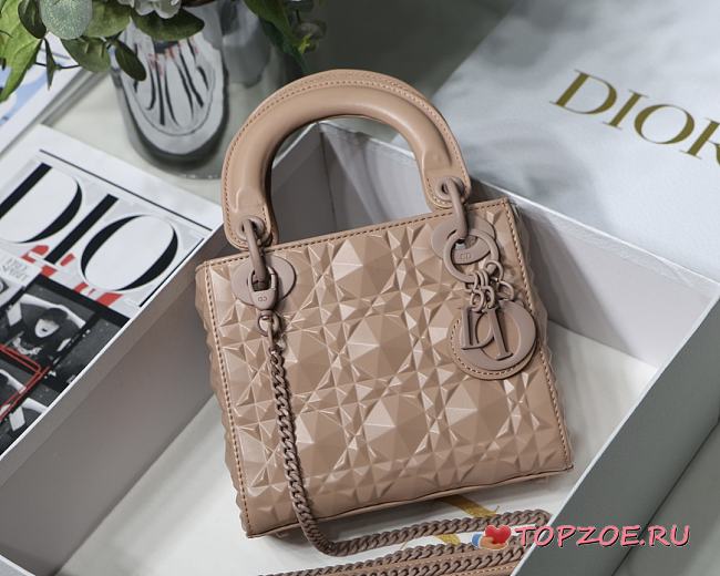 Mini Lady Dior Bag Rose Des Vents Cannage with Diamond Motif 6603 17x15x7CM - 1