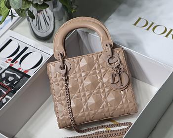 Mini Lady Dior Bag Rose Des Vents Cannage with Diamond Motif 6603 17x15x7CM