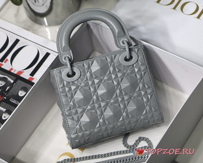 Mini Lady Dior Bag Gray Cannage with Diamond Motif 6603 17x15x7CM - 1