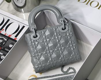 Mini Lady Dior Bag Gray Cannage with Diamond Motif 6603 17x15x7CM