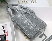 Mini Lady Dior Bag Gray Cannage with Diamond Motif 6603 17x15x7CM - 5