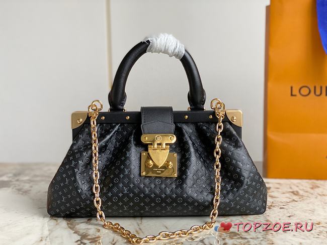 LV  BLACK FULL LEATHER CLUTCH M22326 - SIZE 28 x 14 x 10cm - 1