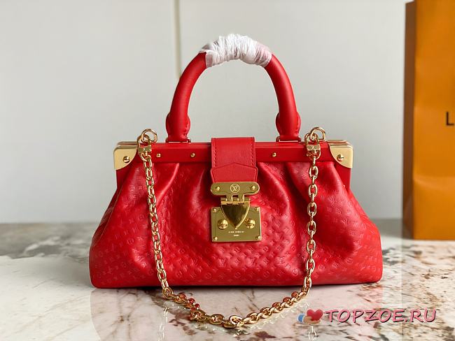 LV  RED FULL LEATHER CLUTCH M22327 - SIZE 28 x 14 x 10cm - 1