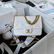 Chanel 123P Caviar Flap Bag Golden Ball White AS3829 14x20x8CM - 1