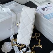 Chanel 123P Caviar Flap Bag Golden Ball White AS3829 14x20x8CM - 5