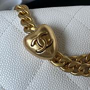 Chanel 123P Caviar Flap Bag Golden Ball White AS3829 14x20x8CM - 3