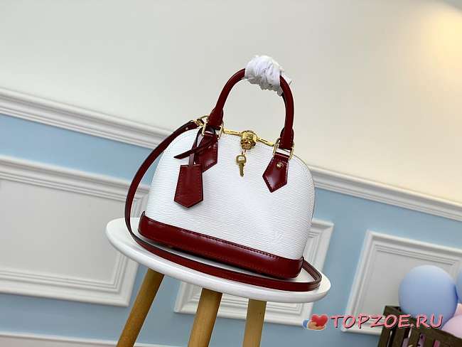 LOUIS VUITTON ALMA BB EPI LEATHER WHITE RED M40302 25*19*11CM - 1