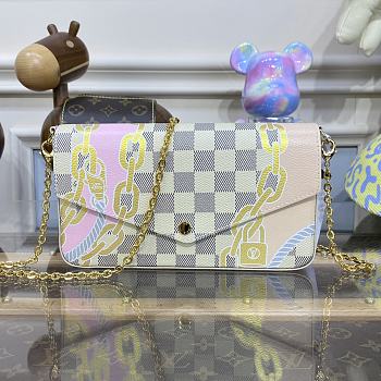 LV Félicie Pochette Damier Azur N40466 21x12x3cm