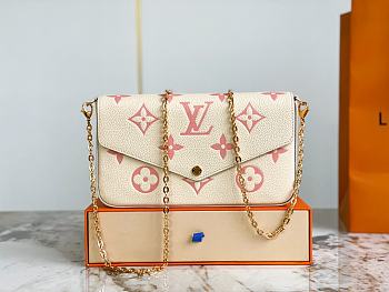 LV Félicie Pochette Cream Trianon Pink M82047 21x12x3CM