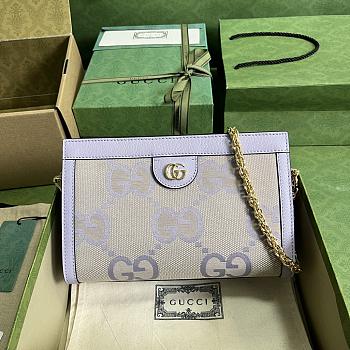 Ophidia Jumbo GG Small Camel and Lilac Canvas 503877 26x17.5x8CM