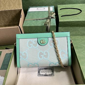 Ophidia Jumbo GG Small Beige and Green Mint Canvas 503877 26x17.5x8CM
