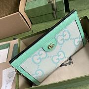 Ophidia Jumbo GG Small Beige and Green Mint Canvas 503877 26x17.5x8CM - 2