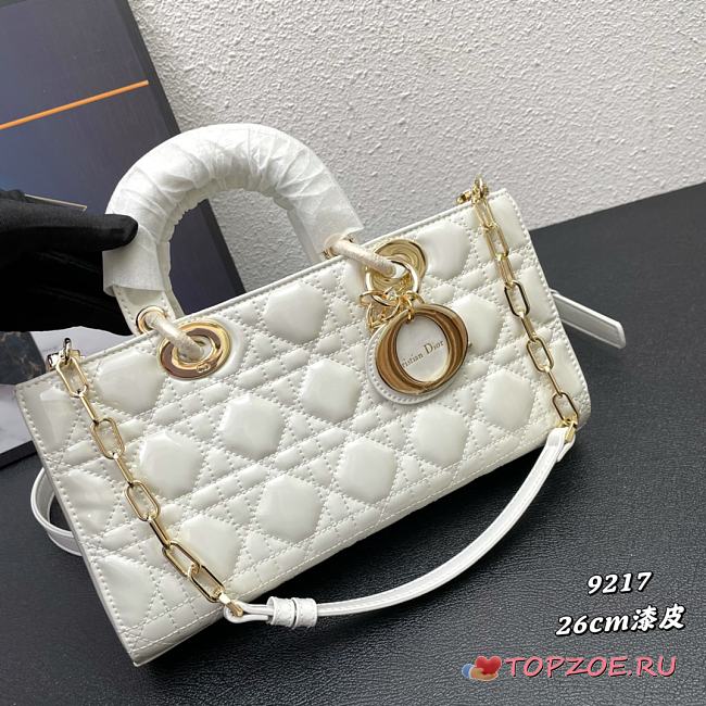 MEDIUM LADY D-JOY BAG WHITE 9217 26*14*6cm - 1