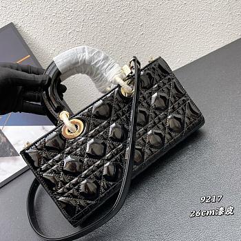 MEDIUM LADY D-JOY BAG BLACK 9217 26*14*6cm