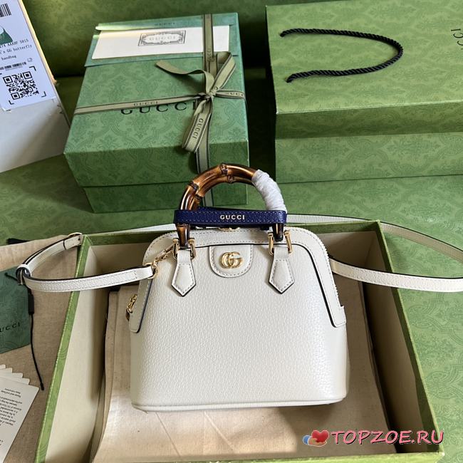 Gucci Diana Mini Tote Bag White Leather 715775 20 x 16 x 8.5 CM - 1