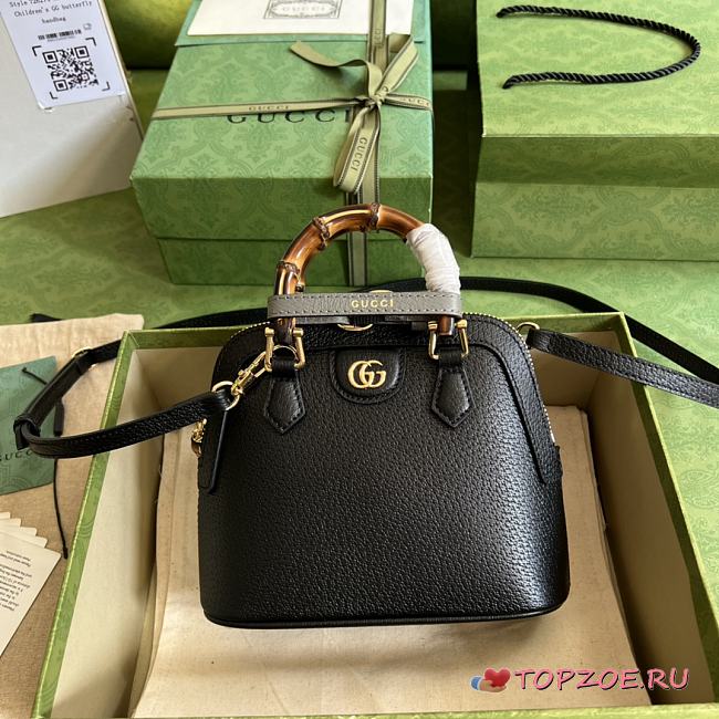 Gucci Diana Mini Tote Bag Black Leather 715775 20 x 16 x 8.5 CM - 1